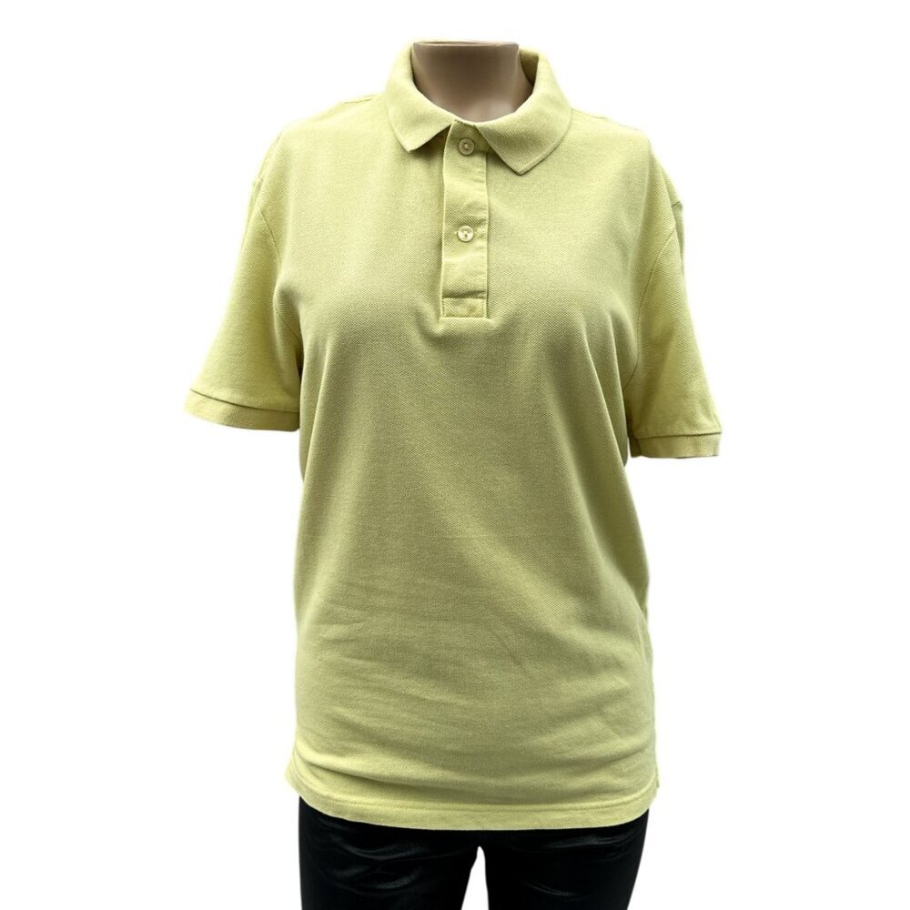 Lacoste Slim‎ Fit Yellow Polo Shirt Short Sleeve Slit Hem Pique Cotton Women S